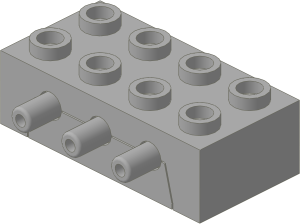 ~_Technic Pneumatic Distribution Block  2 x  4 (Complete) Lt Grey (Obsolete)
