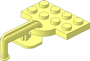 Plate  2 x  4 with Hole with Train Coupling Hook without Notch with Rectangular Base Connection (Coupled Position)