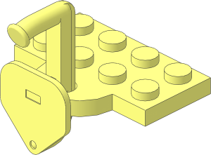 Plate  2 x  4 with Hole with Train Coupling Hook without Notch with Rectangular Base Connection (Uncoupled Position)