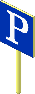 Roadsign Square without Base with White Parking "P" Pattern