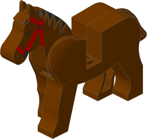 ~_Animal Horse with Red Tack and Black Mane Pattern White (Obsolete)