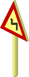 Roadsign Triangular without Base with Double Bend Left Pattern