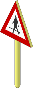 ~Roadsign Old with Beware of Pedestrians Sign (Obsolete)