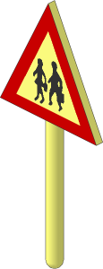 Roadsign Triangular without Base with Pedestrians Pattern