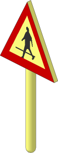 Roadsign Triangular without Base with Ped. Crossing Pattern