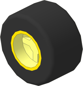 Wheel Rim  8 x  8 Notched Hole, Reinforced Back with Yellow Ring Pattern with Tyre  8/ 40 x  8 Slick Smooth