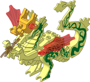 Animal Dragon Oriental w. Chr.Gold Head and Tr.Red Wings (Comp.)