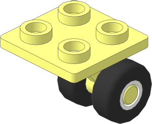 Plate  2 x  2 with Stub Axles with White Wheels with Integral Tyre