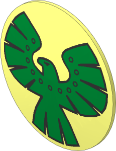 Minifig Shield Round Bowed with Gold Eagle Pattern