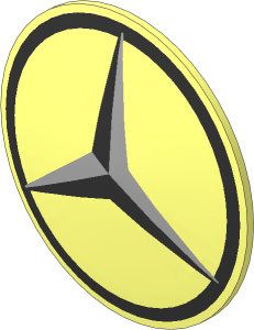Minifig Shield Round Bowed with Mercedes-Benz Logo Pattern