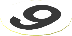 Sticker  1.1 x  1.1 Round with Black "9" on White