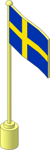 Flag on Flagpole Type 1 with Sweden Pattern