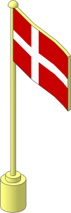 Flag on Flagpole Type 1 with Denmark Pattern