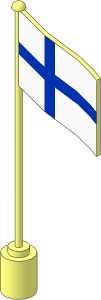 Flag on Flagpole Type 1 with Finland Pattern