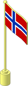 Flag on Flagpole Type 1 with Norway Pattern