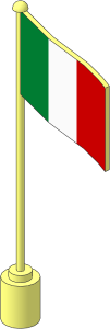 Flag on Flagpole Type 1 with Italy Pattern