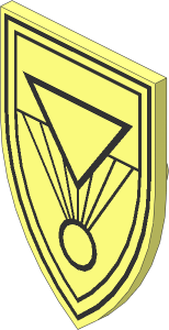 Minifig Shield Triangular Long with Black Pyramid and Sun Pattern