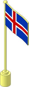 Flag on Flagpole Type 1 with Iceland Pattern