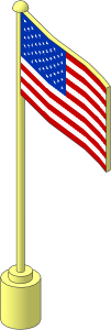 Flag on Flagpole Type 1 with United States Pattern