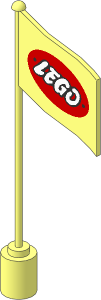 Flag on Flagpole Type 1 with Oval Lego Logo w/ Open "O" Pattern