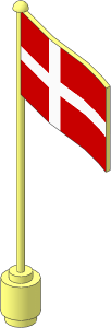 Flag on Flagpole Type 2 with Denmark Pattern