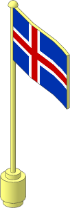 Flag on Flagpole Type 2 with Iceland Pattern