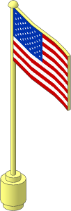 Flag on Flagpole Type 2 with United States Pattern
