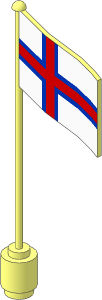 Flag on Flagpole Type 2 with Faroe Islands Pattern