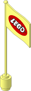 Flag on Flagpole Type 2 with Oval Lego Logo w/ Open "O" Pattern