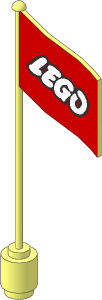 Flag on Flagpole Type 2 with Large Lego Logo with Open "O" Pattern