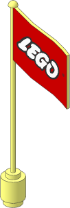 Flag on Flagpole Type 2 with Large Lego Logo with Open "O"/(R) Pattern