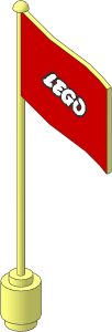 Flag on Flagpole Type 2 with Small Lego Logo with Open "O" Pattern
