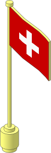 Flag on Flagpole Type 3 with Switzerland Pattern