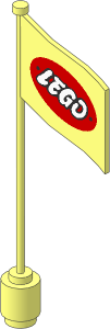 Flag on Flagpole Type 3 with Oval Lego Logo w/ Open "O" Pattern