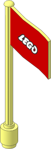 Flag on Flagpole Type 4 with Small Lego Logo with Open "O" Pattern