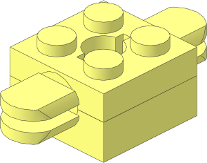Brick  2 x  2 Arm Holder with Hole and 2 Arms (Complete)