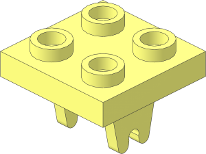 Plate  2 x  2 with 2 Wheel Clips Perpendicular