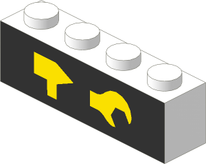 ~_Brick  1 x  4 with Garage Tools Pattern White (Obsolete)
