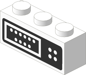 ~_Brick  1 x  3 with Control Panel Pattern White (Obsolete)