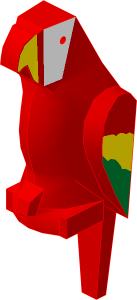 ~_Animal Bird Parrot with Yellow/Green Wings Pattern Red (Obsolete)