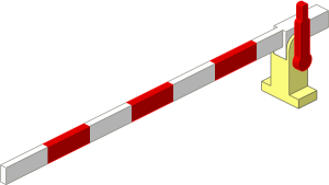Train Level Crossing Gate Type 1 - Base with White/Red Crossbar Left Closed (Complete)