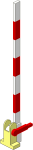 Train Level Crossing Gate Type 1 - Base with White/Red Crossbar Left Open (Complete)