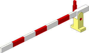 Train Level Crossing Gate Type 1 - Base with White/Red Crossbar Right Closed (Complete)