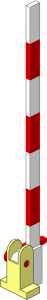 Train Level Crossing Gate Type 1 - Base with White/Red Crossbar Right Open (Complete)