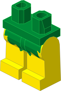 ~_Minifig Hips and Legs w/ Grass Skirt Pattern (Complete) Yellow (Obsolete)