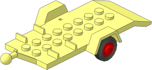 Trailer for Legoland Car with Red Wheel Hubs (Complete) with Tyres  4/ 80 x  8 Single Smooth Type 1