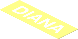 Sticker  0.7 x  2.1 with White "DIANA" on Transparent Background