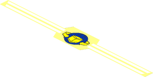 Sticker  2.5 x 17.9 with Blue Globe, Yellow Box and Curved Arrows