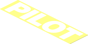 Sticker  1.1 x  4.3 with White Bold "PILOT" on Transparent Background