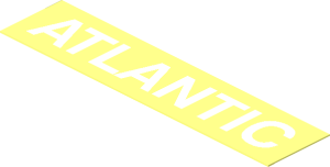 Sticker  0.6 x  2.6 with White "ATLANTIC" on Transparent Background